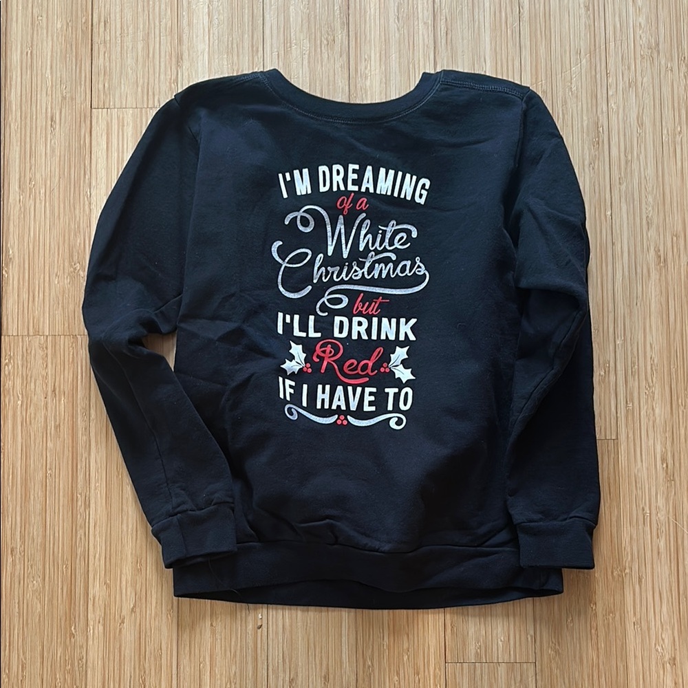 Black Christmas Sweatshirt with Festive Print